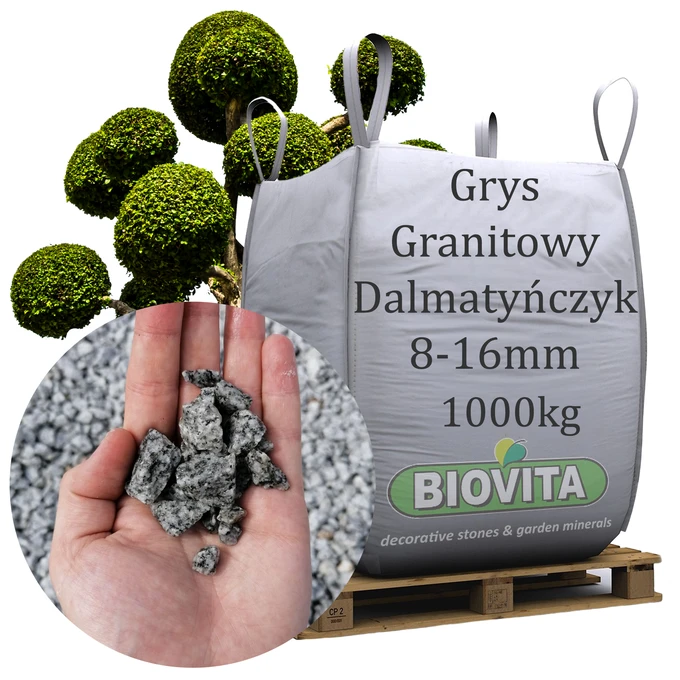 BIG BAG Grys granitowy DALMATYŃCZYK  BIOVITA 8-16 mm 1000kg TONA