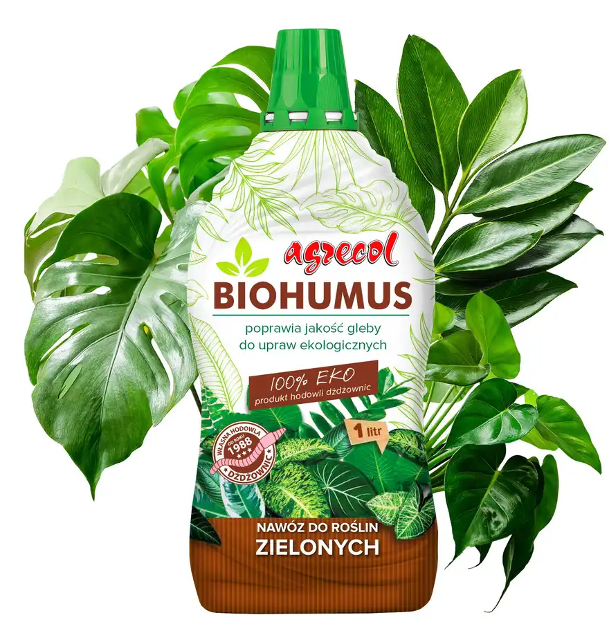 Nawóz Biohumus do roślin zielonych monster zamiokulkasów i fikusów 1L Agrecol