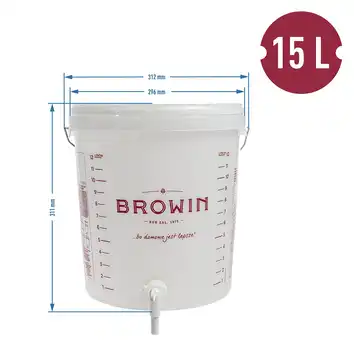 BRO POJEMNIK FERMENTACYJNY 15L + kran+ pokrywa
