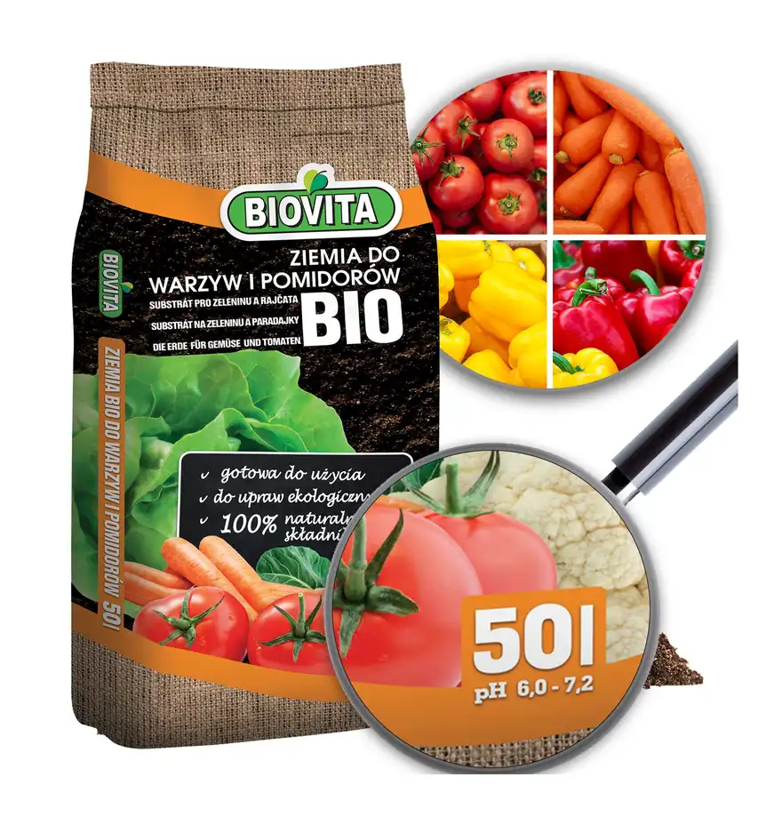Gotowe podłoże BIO Ziemia do warzyw i pomidorów Biovita 50L