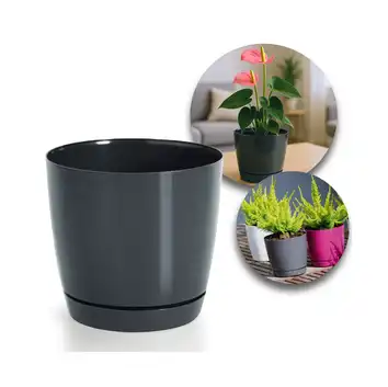 Doniczka Coubi 24 cm okrągła z podstawką 7,5L grafit Prosperplast
