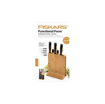 Fiskars Zestaw 5 noży w bloku bambusowym