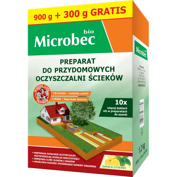 Microbec Bio Preparat do przydomowych oczyszczalni 900g + 300g BROS