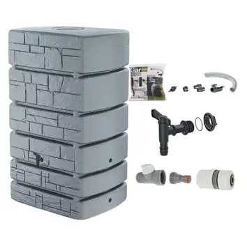 Kompletny zbiornik na deszczówkę Tower Stone 500l gray z akcesoriami