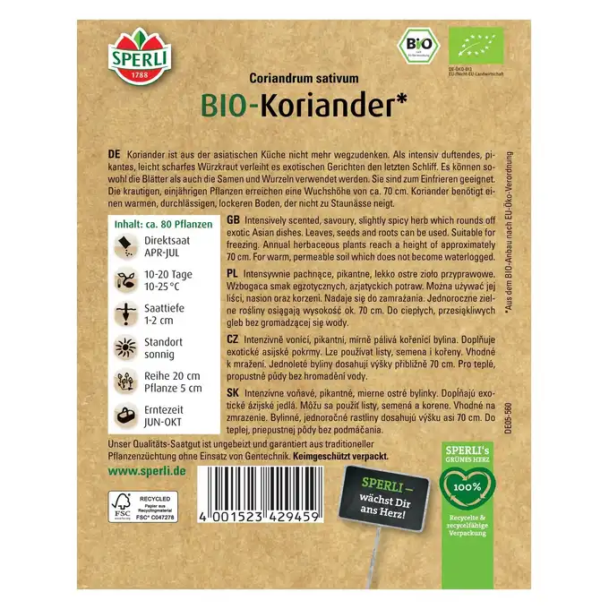BIO Kolendra siewna '' Nasiona PREMIUM Sperli