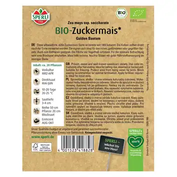 BIO Kukurydza cukrowa 'Golden Bantam' Nasiona PREMIUM Sperli