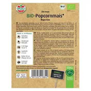 BIO Kukurydza cukrowa 'Negro Cine' Nasiona PREMIUM Sperli