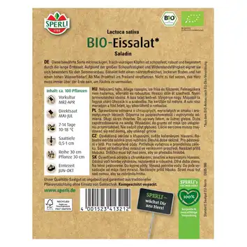 BIO Sałata lodowa 'Saladin' Nasiona PREMIUM Sperli