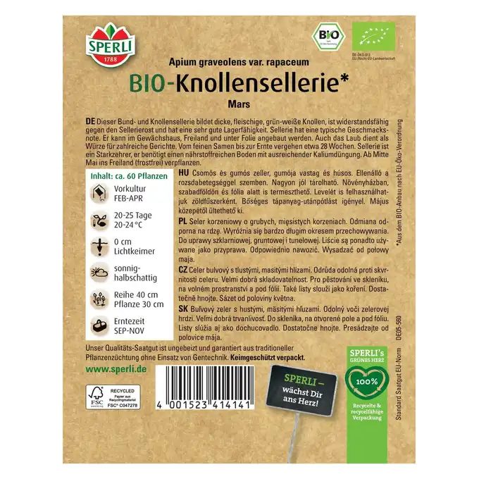 BIO Seler korzeniowy 'Mars' Nasiona PREMIUM Sperli