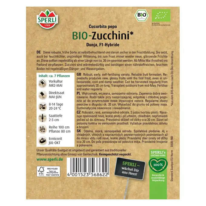 BIO cukinia 'Dunja' Nasiona PREMIUM Sperli