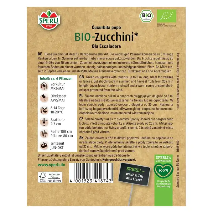 BIO cukinia 'Ola Escaladora' Nasiona PREMIUM Sperli