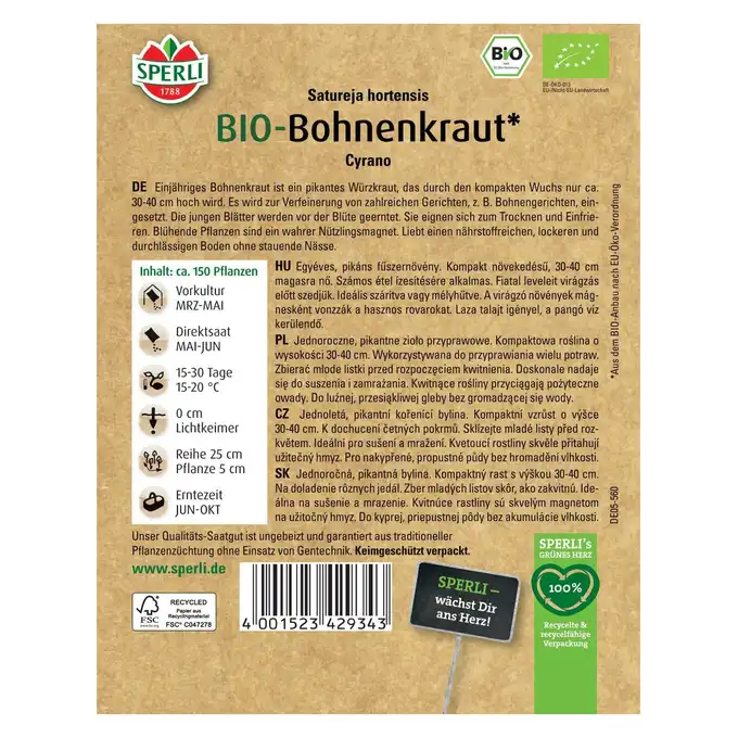 BIO cząber 'Cyrano' Nasiona PREMIUM Sperli