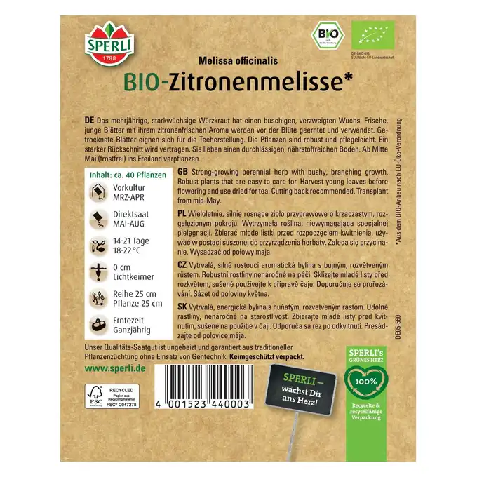 BIO melisa cytrynowa '' Nasiona PREMIUM Sperli