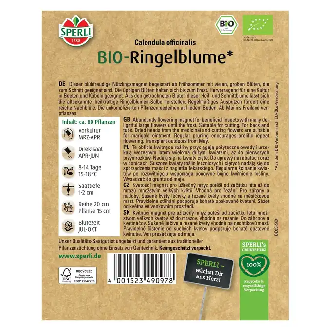 BIO nagietek lekarski '' Nasiona PREMIUM Sperli