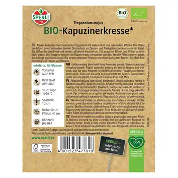 BIO nasturcja '' Nasiona PREMIUM Sperli