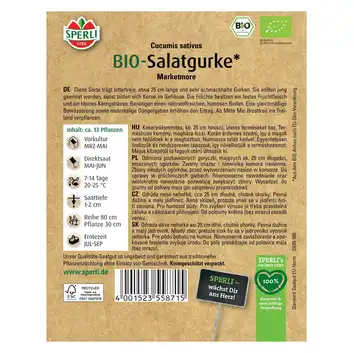 BIO ogórek sałatkowy 'Marketmore' Nasiona PREMIUM Sperli