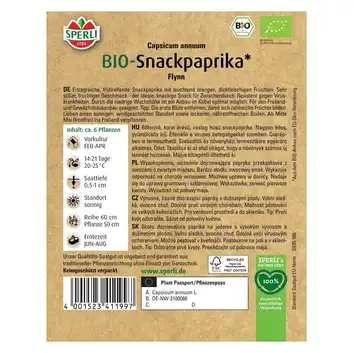 BIO papryka blokowa 'Flynn' Nasiona PREMIUM Sperli