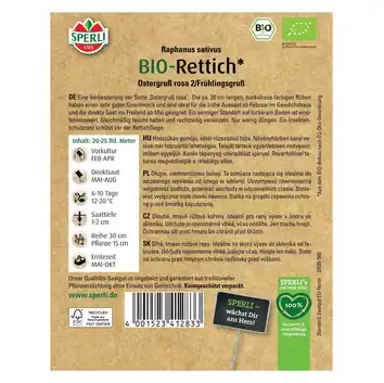 BIO rzodkiew 'Ostergruß rosa 2/Frühlingsgruß' Nasiona PREMIUM Sperli