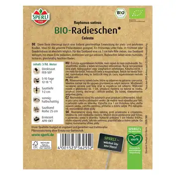 BIO rzodkiewka 'Celesta' Nasiona PREMIUM Sperli
