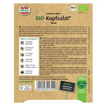 BIO sałata głowiasta 'Suzan' Nasiona PREMIUM Sperli
