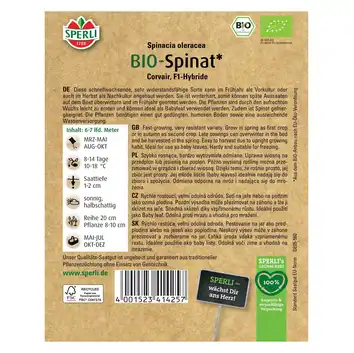 BIO szpinak 'Corvair' Nasiona PREMIUM Sperli