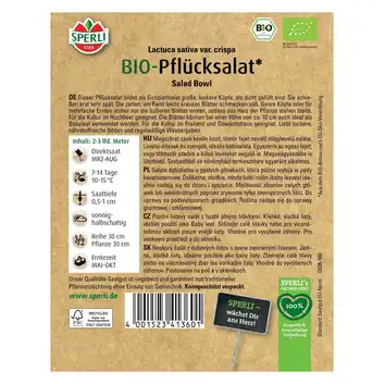BIO wybierz sałatę 'Salad Bowl' Nasiona PREMIUM Sperli
