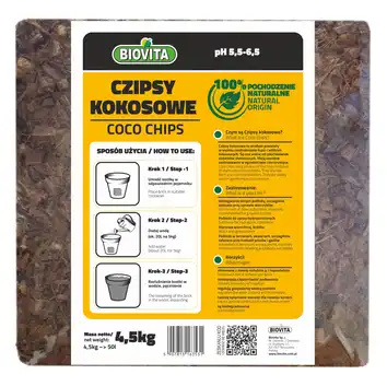 Biovita Chipsy kokosowe kostka brykiet 4,5kg  50L podłoża