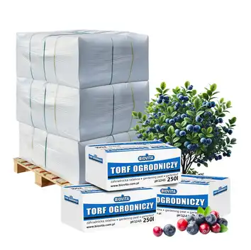 Biovita Torf Ogrodniczy Kwaśny 250l Borówka Iglaki pH 3,2-4,5 PALETA 15sz.