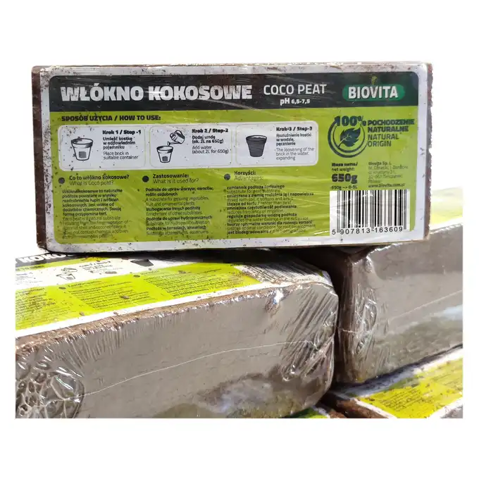 Biovita włókno kokosowe coco peat brykiet 650g 8-9L