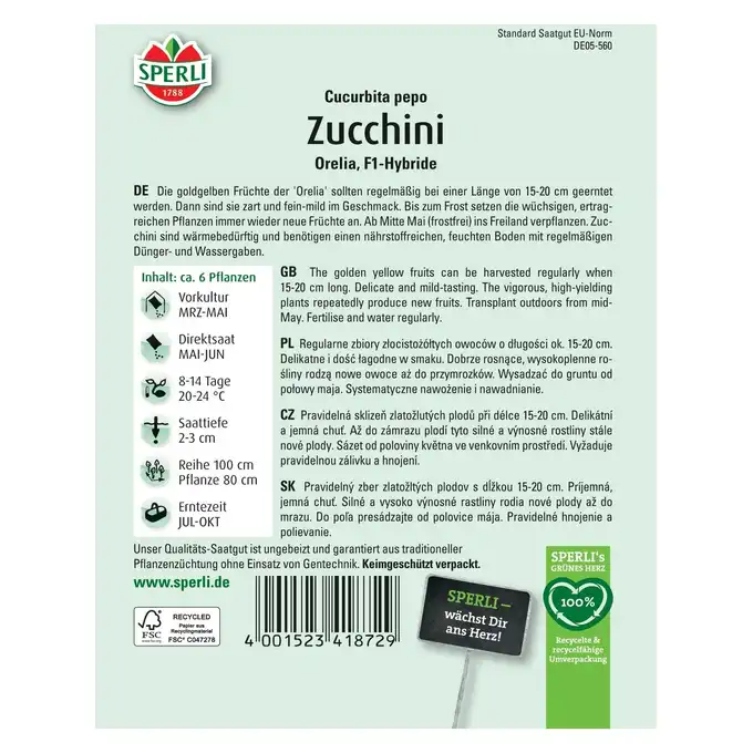 Cukinia 'Orelia' Nasiona PREMIUM Sperli