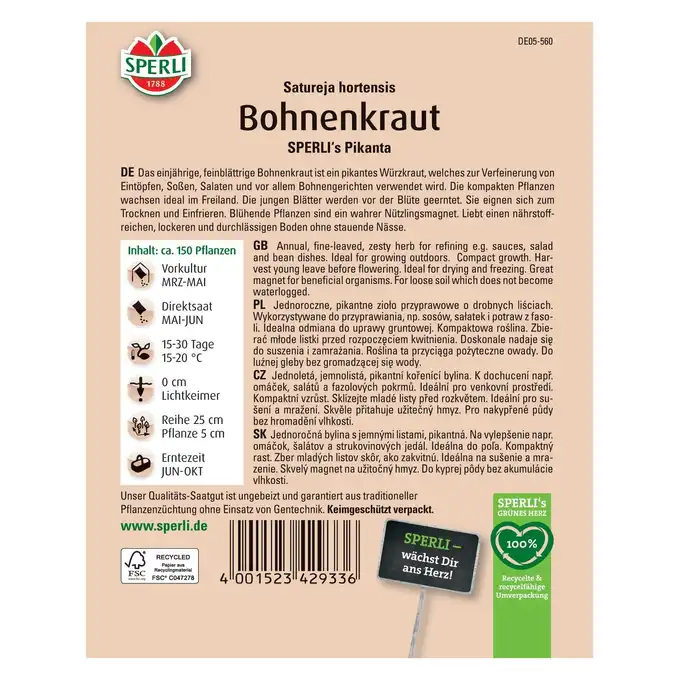 Cząber 'SPERLI's Pikanta' Nasiona PREMIUM Sperli