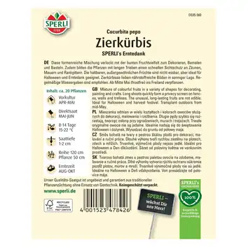 Dynia ozdobna 'SPERLI's Erntedank' Nasiona PREMIUM Sperli