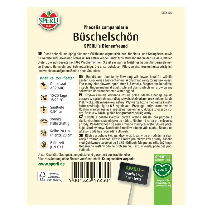 Facelia 'SPERLI's Bienenfreund' Nasiona PREMIUM Sperli