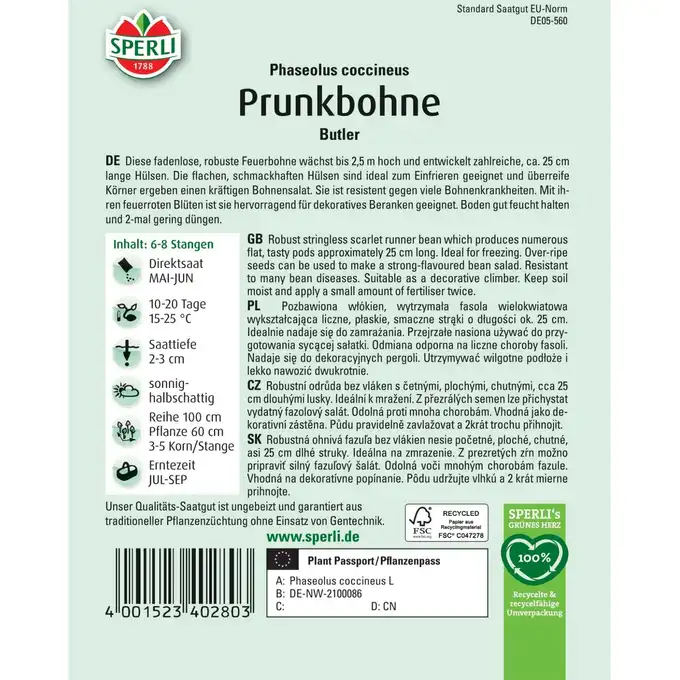 Fasola wielokwiatowa 'Butler' Nasiona PREMIUM Sperli