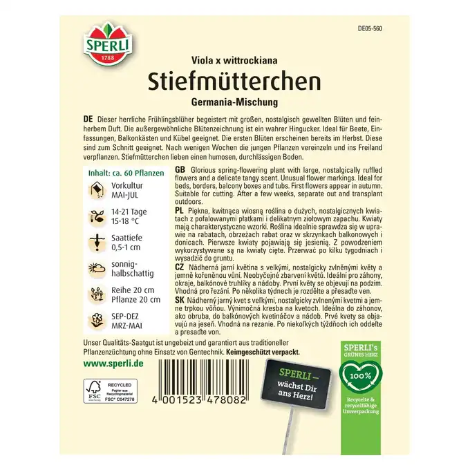 Fiołek ogrodowy 'Germania-Mischung' Nasiona PREMIUM Sperli