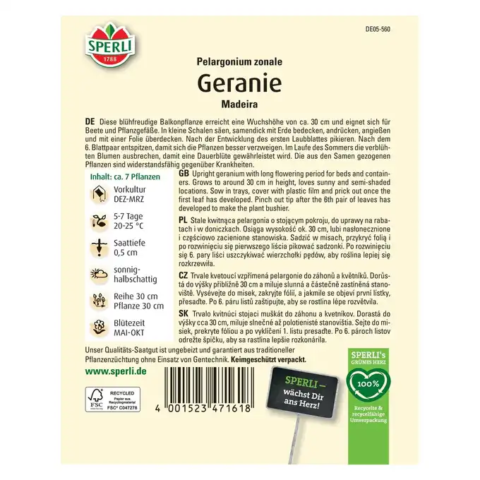 Geranium 'Madeira' Nasiona PREMIUM Sperli