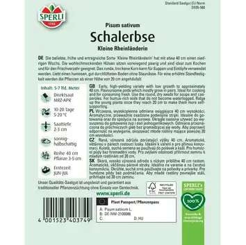 Groch siewny łuskowy o nasionach gładkich 'Kleine Rheinländerin' Nasiona PREMIUM Sperli