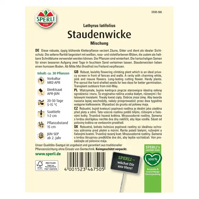 Groszek pachnący 'Mischung' Nasiona PREMIUM Sperli