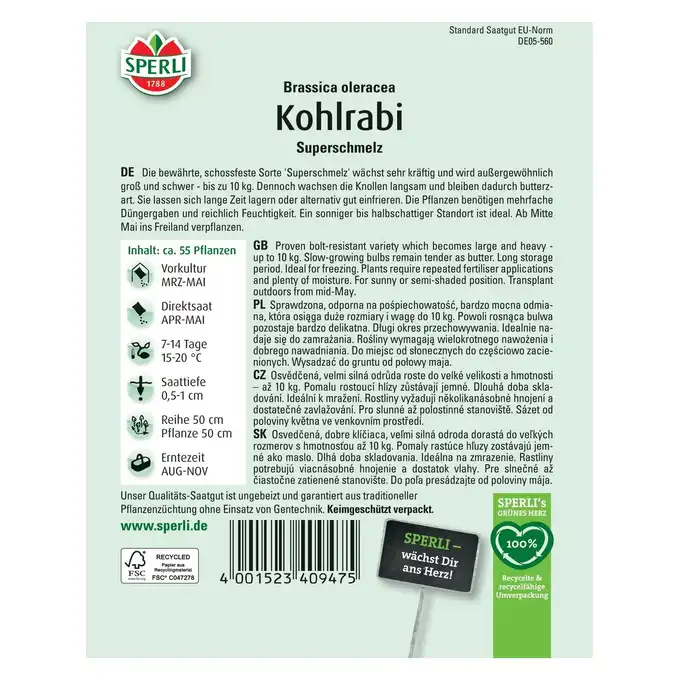 Kalarepa 'Superschmelz' Nasiona PREMIUM Sperli