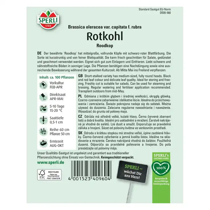 Kapusta czerwona 'Roodkop' Nasiona PREMIUM Sperli