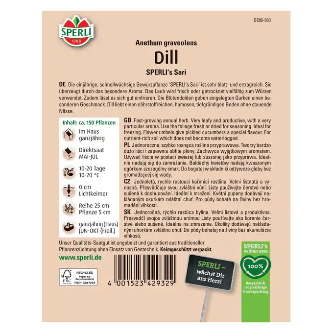 Koper ogrodowy 'SPERLI's Sari' Nasiona PREMIUM Sperli