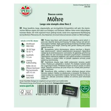 Marchew 'Lange rote stumpfe ohne Herz 2' Nasiona PREMIUM Sperli