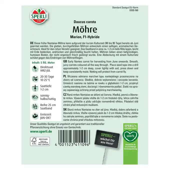 Marchew 'Marion' Nasiona PREMIUM Sperli
