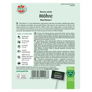 Marchew 'Rote Riesen 2' Nasiona PREMIUM Sperli