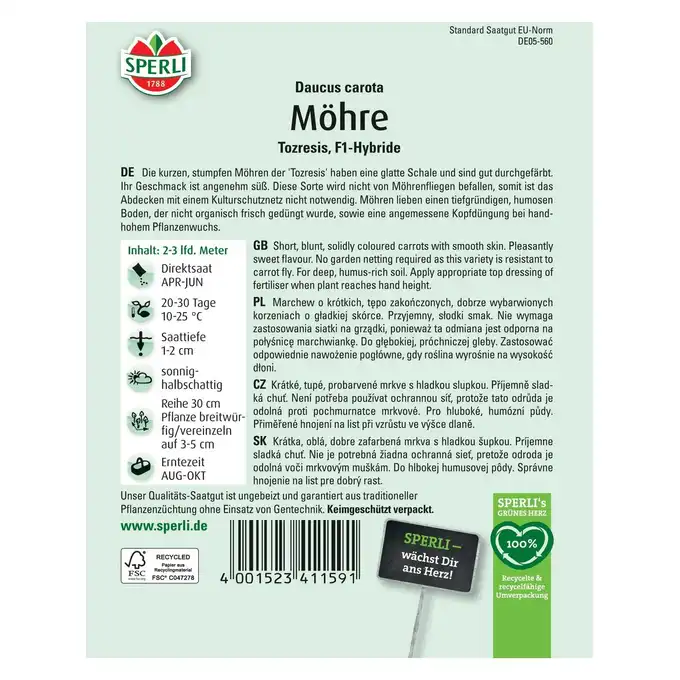 Marchew 'Tozresis' Nasiona PREMIUM Sperli