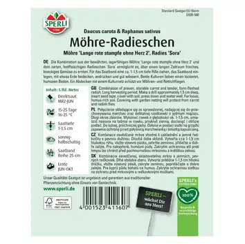 Marchew-rzodkiewka 'Kombination (Möhre 'Lange rote stumpfe ohne Herz 2', Radieschen 'Sora')' Nasiona PREMIUM Sperli