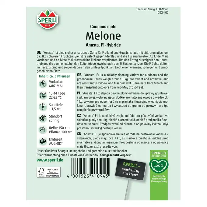 Melon 'Anasta, F1' Nasiona PREMIUM Sperli