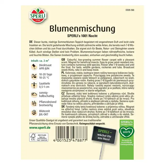 Mieszanka kwiatów 'SPERLI's 1001-Nacht' Nasiona PREMIUM Sperli