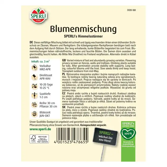 Mieszanka kwiatów 'SPERLI's Himmelsstürmer' Nasiona PREMIUM Sperli