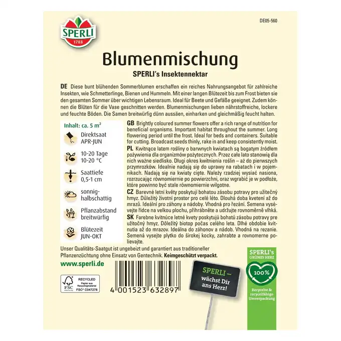 Mieszanka kwiatów 'SPERLI's Insektennektar' Nasiona PREMIUM Sperli